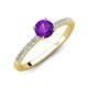 4 - Aurin 6.50 mm Round Amethyst and Diamond Engagement Ring 