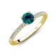4 - Aurin 6.50 mm Round Blue Diamond and Diamond Engagement Ring 