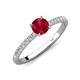 4 - Aurin 6.00 mm Round Ruby and Diamond Engagement Ring 