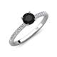 4 - Aurin 6.00 mm Round Black Diamond and Diamond Engagement Ring 