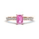 1 - Aurin 7x5 mm Emerald Cut Pink Sapphire and Round Diamond Engagement Ring 