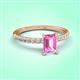 3 - Aurin 7x5 mm Emerald Cut Pink Sapphire and Round Diamond Engagement Ring 