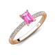 4 - Aurin 7x5 mm Emerald Cut Pink Sapphire and Round Diamond Engagement Ring 