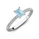 4 - Aurin 7x5 mm Emerald Cut Aquamarine and Round Diamond Engagement Ring 