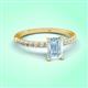 3 - Aurin 7x5 mm Emerald Cut Aquamarine and Round Diamond Engagement Ring 