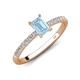 4 - Aurin 7x5 mm Emerald Cut Aquamarine and Round Diamond Engagement Ring 