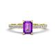 Aurin 7x5 mm Emerald Cut Amethyst and Round Diamond Engagement Ring 