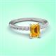 3 - Aurin 7x5 mm Emerald Cut Citrine and Round Diamond Engagement Ring 