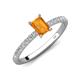 4 - Aurin 7x5 mm Emerald Cut Citrine and Round Diamond Engagement Ring 