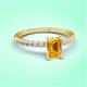3 - Aurin 7x5 mm Emerald Cut Citrine and Round Diamond Engagement Ring 