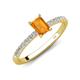 4 - Aurin 7x5 mm Emerald Cut Citrine and Round Diamond Engagement Ring 
