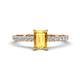 1 - Aurin 7x5 mm Emerald Cut Citrine and Round Diamond Engagement Ring 
