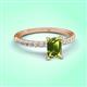 3 - Aurin 7x5 mm Emerald Cut Peridot and Round Diamond Engagement Ring 