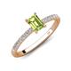 4 - Aurin 7x5 mm Emerald Cut Peridot and Round Diamond Engagement Ring 