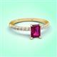 3 - Aurin 7x5 mm Emerald Cut Rhodolite Garnet and Round Diamond Engagement Ring 