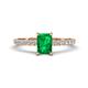 1 - Aurin 7x5 mm Emerald Cut Emerald and Round Diamond Engagement Ring 