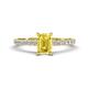 1 - Aurin 7x5 mm Emerald Cut Yellow Sapphire and Round Diamond Engagement Ring 