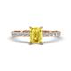 1 - Aurin 7x5 mm Emerald Cut Yellow Sapphire and Round Diamond Engagement Ring 