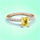 3 - Aurin 7x5 mm Emerald Cut Yellow Sapphire and Round Diamond Engagement Ring 