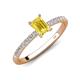 4 - Aurin 7x5 mm Emerald Cut Yellow Sapphire and Round Diamond Engagement Ring 
