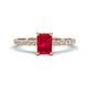 1 - Aurin 7x5 mm Emerald Cut Ruby and Round Diamond Engagement Ring 
