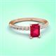 3 - Aurin 7x5 mm Emerald Cut Ruby and Round Diamond Engagement Ring 