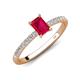 4 - Aurin 7x5 mm Emerald Cut Ruby and Round Diamond Engagement Ring 