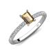 4 - Aurin 7x5 mm Emerald Cut Smoky Quartz and Round Diamond Engagement Ring 
