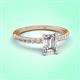 3 - Aurin GIA Certified 7x5 mm Emerald Cut Diamond and Round Diamond Engagement Ring 