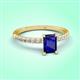3 - Aurin 7x5 mm Emerald Cut Blue Sapphire and Round Diamond Engagement Ring 