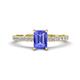 1 - Aurin 7x5 mm Emerald Cut Tanzanite and Round Diamond Engagement Ring 