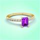 3 - Aurin 7x5 mm Emerald Cut Amethyst and Round Diamond Engagement Ring 