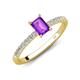 4 - Aurin 7x5 mm Emerald Cut Amethyst and Round Diamond Engagement Ring 