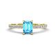 Aurin 7x5 mm Emerald Cut Blue Topaz and Round Diamond Engagement Ring 