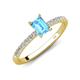 4 - Aurin 7x5 mm Emerald Cut Blue Topaz and Round Diamond Engagement Ring 