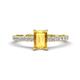 Aurin 7x5 mm Emerald Cut Citrine and Round Diamond Engagement Ring 