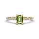 Aurin 7x5 mm Emerald Cut Peridot and Round Diamond Engagement Ring 