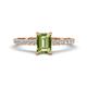 Aurin 7x5 mm Emerald Cut Peridot and Round Diamond Engagement Ring 