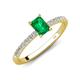 4 - Aurin 7x5 mm Emerald Cut Emerald and Round Diamond Engagement Ring 