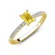 4 - Aurin 7x5 mm Emerald Cut Yellow Sapphire and Round Diamond Engagement Ring 