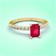 3 - Aurin 7x5 mm Emerald Cut Ruby and Round Diamond Engagement Ring 