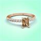 3 - Aurin 7x5 mm Emerald Cut Smoky Quartz and Round Diamond Engagement Ring 