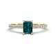 1 - Aurin 7x5 mm Emerald Cut London Blue Topaz and Round Diamond Engagement Ring 