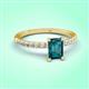 3 - Aurin 7x5 mm Emerald Cut London Blue Topaz and Round Diamond Engagement Ring 