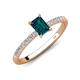 4 - Aurin 7x5 mm Emerald Cut London Blue Topaz and Round Diamond Engagement Ring 