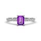Aurin 7x5 mm Emerald Cut Amethyst and Round Diamond Engagement Ring 