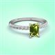 3 - Aurin 7x5 mm Emerald Cut Peridot and Round Diamond Engagement Ring 