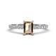 Aurin 7x5 mm Emerald Cut Smoky Quartz and Round Diamond Engagement Ring 
