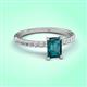 3 - Aurin 7x5 mm Emerald Cut London Blue Topaz and Round Diamond Engagement Ring 