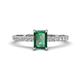 Aurin 7x5 mm Emerald Cut Lab Created Alexandrite and Round Diamond Engagement Ring 